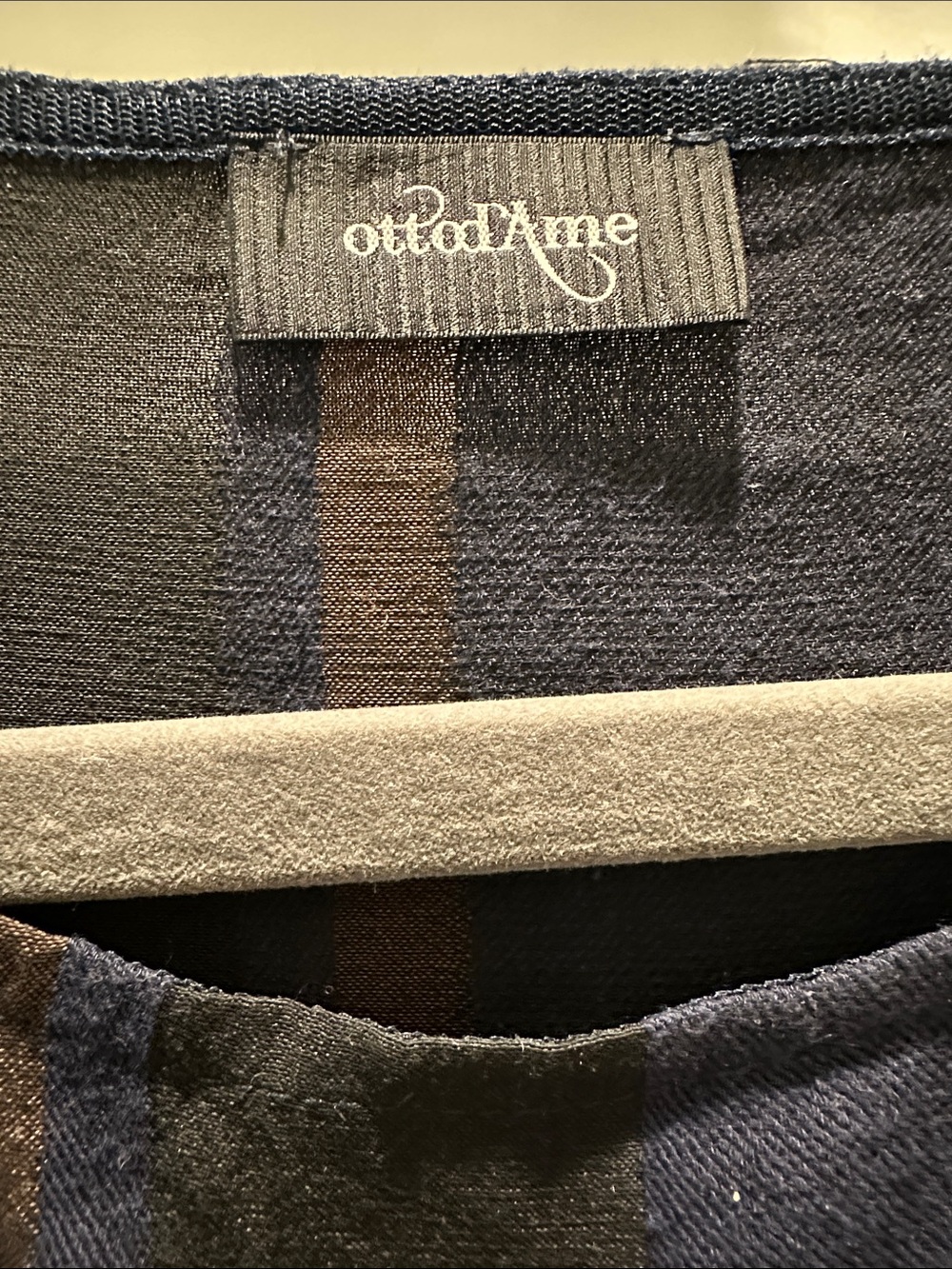 Striped Navy and Black Long-Sleeve Blouse - Picture 2 of 4